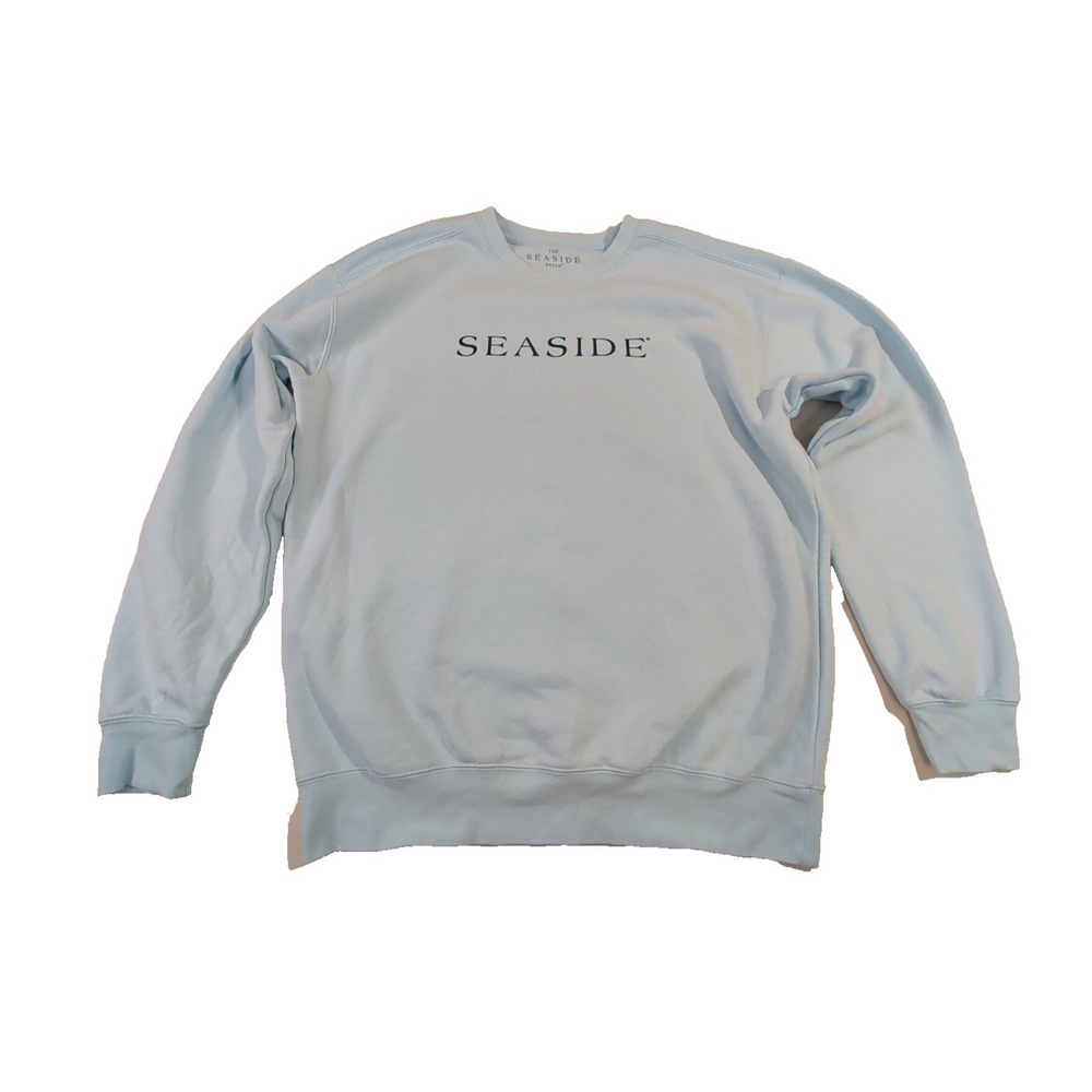 The Seaside Style Sweatshirt Unisex M Light Blue Pullover Crewneck Beach Coastal